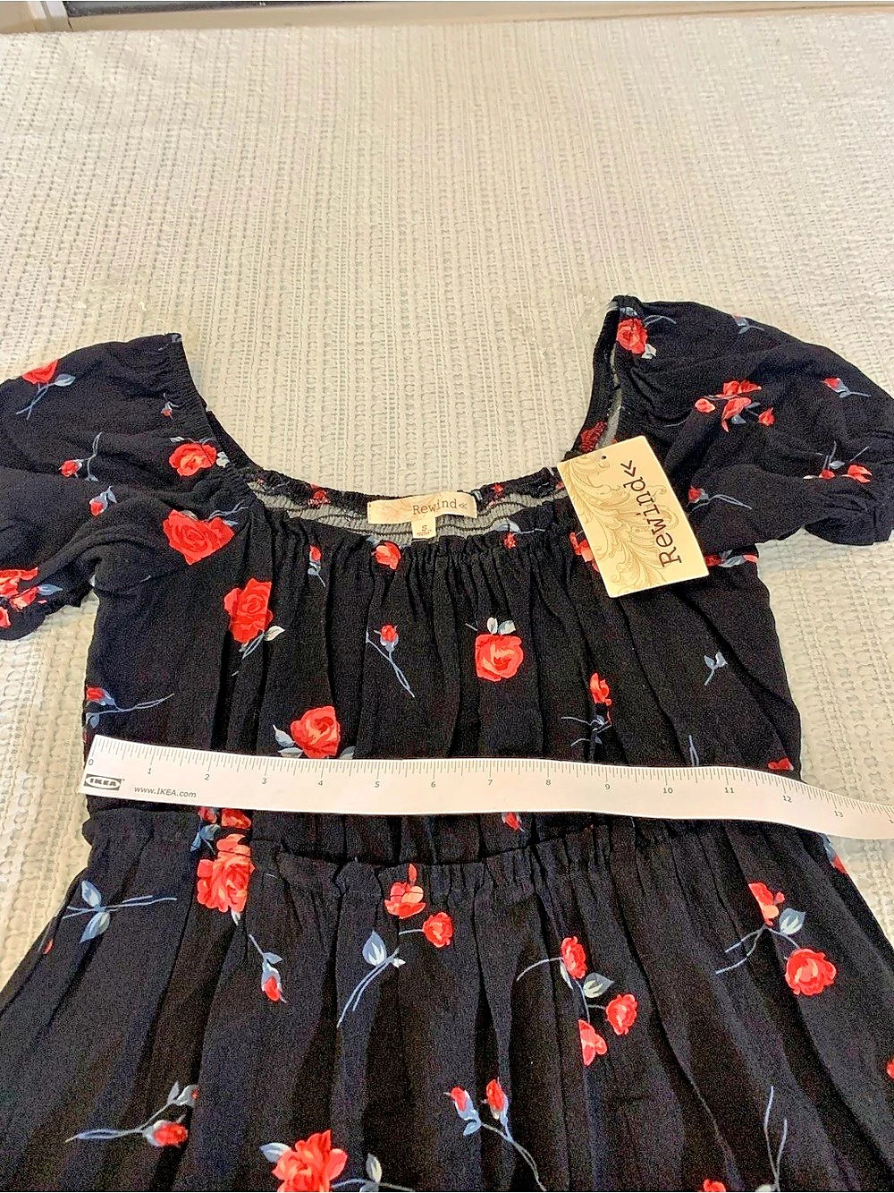 Rewind Floral Maxi-Midi Dress in Black & Red Size Small NWT - Picture 6 of 11